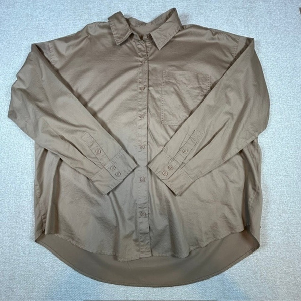 American Eagle‎ Outfitters Women's Long Sleeve Brown Button Up Cotton Shirt LG